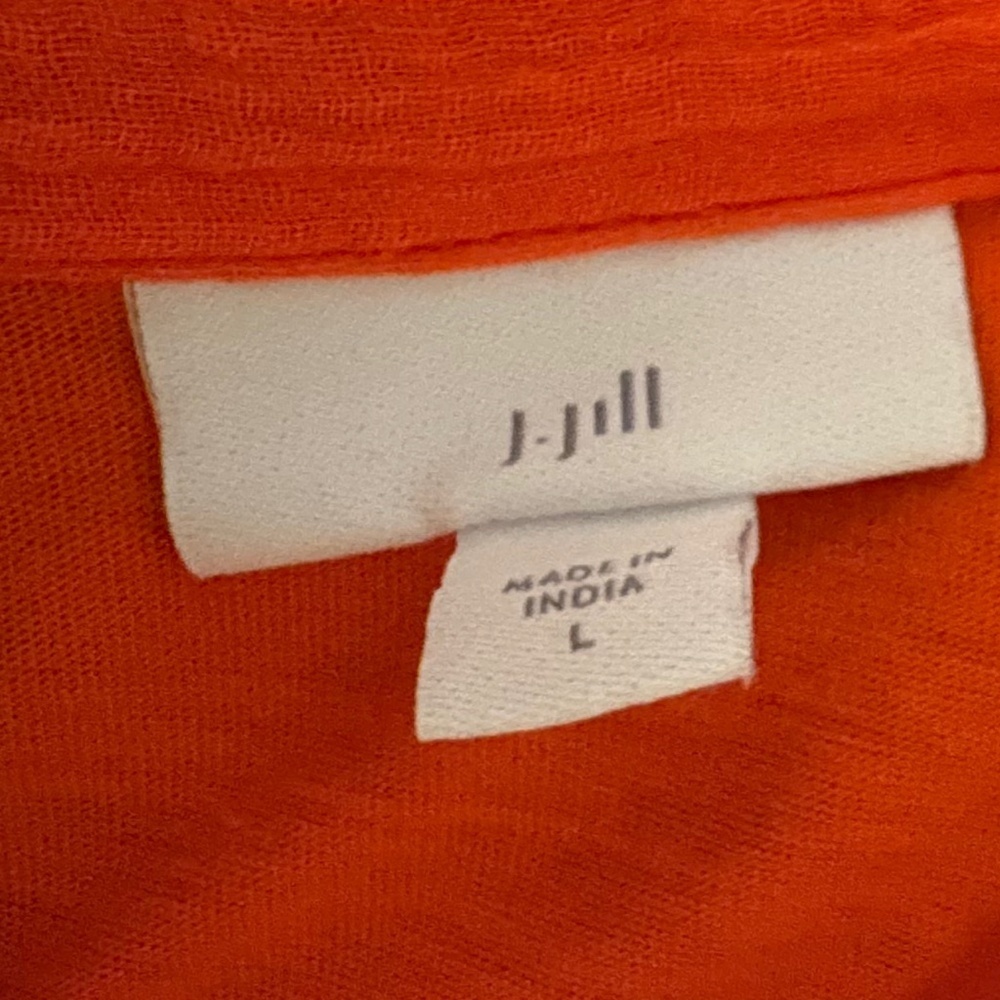 J. Jill Mixed Media Tunic in Orange Cotton Gauze Size Large - Picture 2 of 9